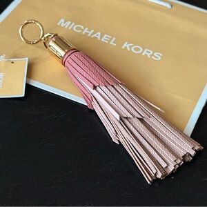 nwt michael kors bag charm tassel key chain gold leather